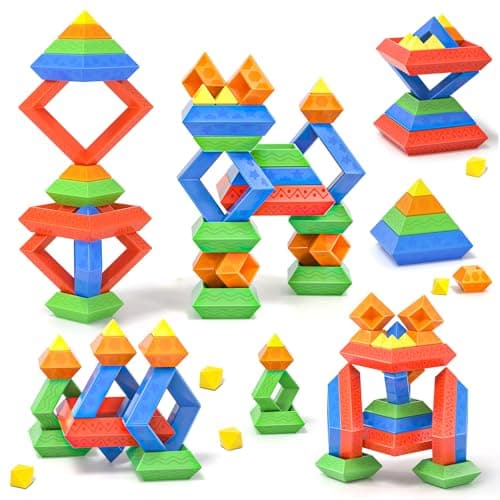 Ci Vetch Blocks Building Toys for Toddlers 1-3 3-5, Pyramid Stacking Blocks Preschool Educational Toys for Ages 2 3 4 5 6 Boys & Girls Learning Stem Sensory Toys Kids Birthday, 45PCS - Image 1