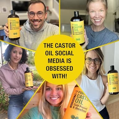 Pure Cold Pressed Castor Oil - Big 32 fl oz Bottle - Unrefined & Hexane Free - 100% Pure Castor Oil for Hair Growth, Thicker Eyelashes & Eyebrows, Dry Skin, Healing, Hair Care, Joint and Muscle Pain - Image 4