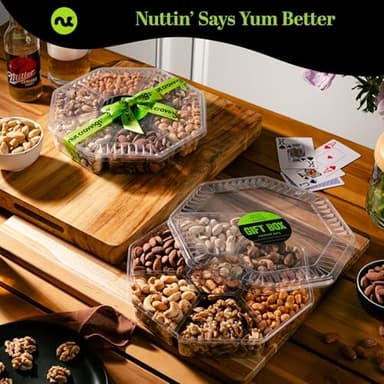 NUT CRAVINGS - Thanksgiving Mixed Nuts Gift Basket + Green Ribbon (7 Assortments, 1 LB) Holiday Xmas Christmas Food Arrangement, Healthy Snack Care Package, Food Assortments - Image 3