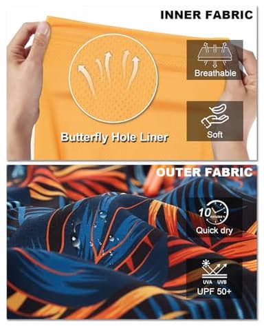 APTRO 2 in 1 Men's Swim Trunks 9" with Zipper Pockets Bathing Suit Built-in Board Shorts Swimwear Long Shorts Palm Orange L - Image 4