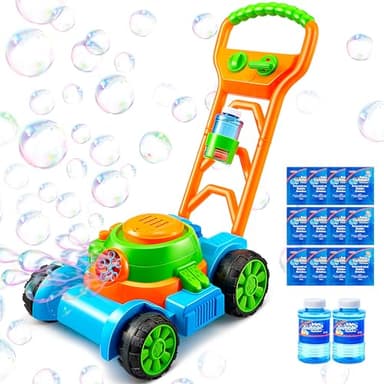 SLOOSH Bubble Lawn Mower Toddler Toys - Pretend Play Bubble Blower Machine Gardening Toy Leak-Proof for Indoor Outdoor Use, Push Toys Preschool Baby Boys Kids Halloween Birthday Gifts (Blue) - Image 1