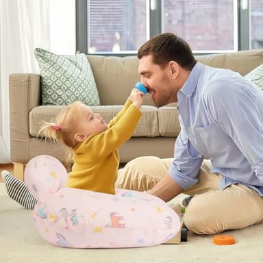 AMASKY Nursing Pillow, Breastfeeding Pillows, with Removable Pillow Cover, Ergonomic Nursing Essentials for Bottle Feeding, Machine Washable, Pink - Image 7