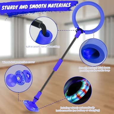 GleeGlow Ankle Skip Ball for Kids, Foldable Skip Ball Toy with Colorful Flash Wheel, Outside Toys for Kids, Gift for Girls & Boys Age 5 6 7 8 9 10 Years Old (Blue) - Image 4