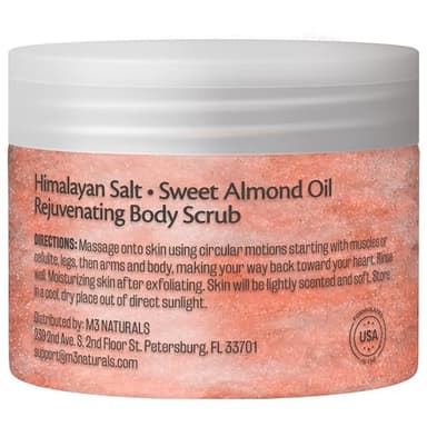 Himalayan Salt Scrub, Face, Foot, and Body Exfoliator with Collagen and Stem Cells, Exfoliating Scrub for Toning, Cellulite, and Skin Care by M3 Naturals 16 fl oz - Image 4