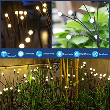 TONULAX Solar Garden Lights - Upgraded Solar Swaying Light, Sway by Wind, Outdoor Lights, Yard Patio Pathway Decoration, High Flexibility Iron Wire & Heavy Bulb Base, Warm White(2 Pack) - Image 4