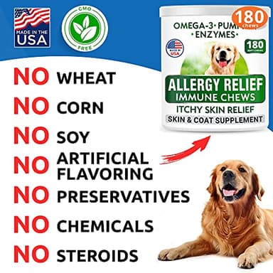 BARK&SPARK Dog Allergy Relief Chews (180 Immune Treats) - Anti-Itch Skin & Coat Supplement - Omega 3 Fish Oil - Itchy Skin Relief Treatment Pills - Itching&Paw Licking - Dry Skin & Hot Spots -Chicken - Image 7