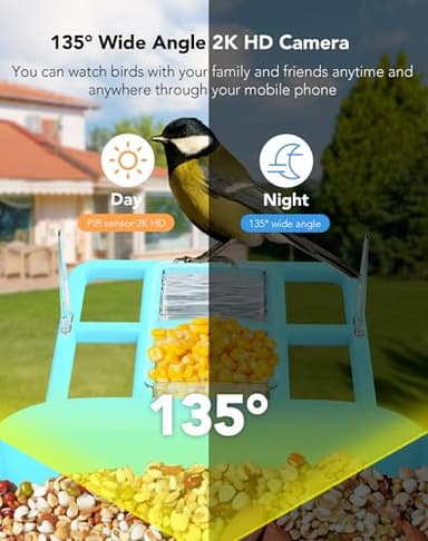Smart Bird Feeder with Camera, 5200mAh Battery with Solar Panel, 2K Live View/AI Identifies/App Control/Instant Arrival Alert/Auto Capture/135° Motion Detection/IP65 Waterproof, Ideal Gift - Image 4