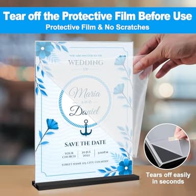 EHWINE 3 Pack Acrylic Sign Holder 8.5 x 11, Double-Sided Stand up Table Top Sign Holders, Clear Acrylic Picture Frame Menu Flyer Paper Holder Display Stand for Office Business Store Wedding Party(Black Base) - Image 2