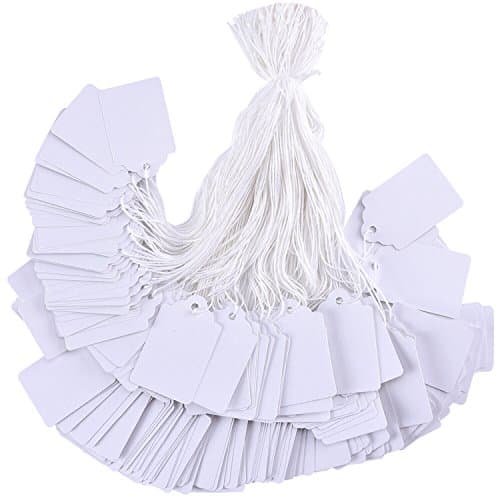 Brothersbox Price Tags with String Attached, 1000pcs White Marking Merchandise Strung Tags Writable Label Hang Tags for Pricing Gift Jewelry Clothing Yard Sale Garage Supplies 1.75 x 1.093 inch - Image 1