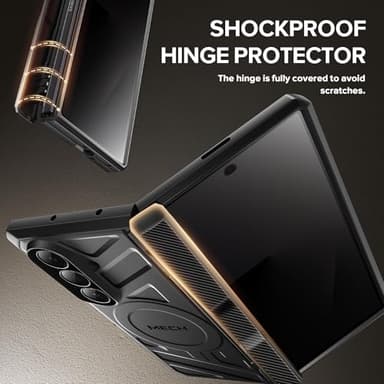 TONGATE for Galaxy Z Fold 7 Case with Privacy Screen Protector, [Compatible with MagSafe][Anti Spy] Shockproof Phone Case, Built-in Stand & Belt Clip & Hinge Cover for Samsung Z Fold 7 2025 8", Black - Image 9