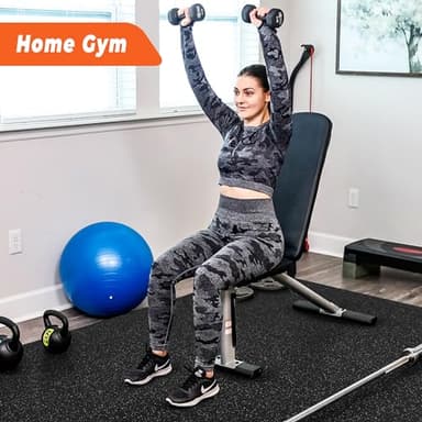 SUPERJARE 0.4'' Thick 24 Pcs 96 Sq Ft Rubber Top Exercise Equipment Mats, High Density EVA Foam Mats with Rubber Top, Interlocking Gym Flooring for Home Gym, Protective Workout Mat, Black/Grey - Image 2