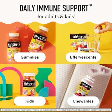 Airborne 750mg Vitamin C Gummies for Adults, Immune Support Gummies with Powerful Antioxidants VIT C & E, Caffeine Free - 2x63ct Bottle (42 Servings), Assorted Fruit Flavor - Image 6