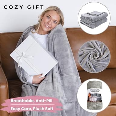 Super Blanky Wearable Blankets for Women, Adult Wearable Blanket Men, Christmas Gifts for Women, Comfy Girlfriend Birthday Gifts for Her, Wife Birthday Gift Ideas, Blanket With Sleeves - Light Gray - Image 3