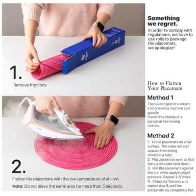 Round Placemats Set of 6 Woven Placemats Washable Braided Table Mats for Dining Table Heat Resistant Non-Slip Circle Place Mats(Pink) - Image 7