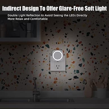 White Night Lights Plug into Wall, 4 Packs Dimmable Night Light with Dust to Dawn Sensor, Automatically Turn on and Off, Gentle Glow Nightlight for Bathroom,Bedroom,Stairs,Kitchen,Hallway, White - Image 3