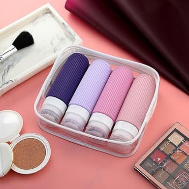 Mrsdry Travel Bottles for Toiletries, Tsa Approved 3oz Portable Travel Bottles, BPA Free Leak Proof Squeezable Travel Size Containers, Portable Silicone Bottles for Toiletries (4 Pack), Purple - Image 8