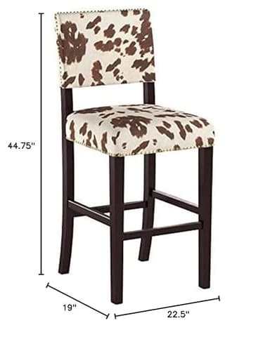 Linon Udder Madness Corey Bar Stool, 19"W x 22.5"D x 44.75"H, Brown - Image 19