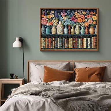 Wildflower Puzzles for Adults 1000 Pieces, PICKFORU Vintage Flower Book Puzzle, Wildflower Pages Jigsaw Puzzle for Book Lover, Floral Art Bookshelf Library Puzzles - Image 6