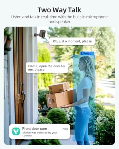 2K Security Cameras Wireless Outdoor, 2 Pack Battery Powered WiFi Cameras for Home Security with AI Motion Detection, Spotlight Color Night Vision, 2-Way Talk, Siren Alarm, IP65, Cloud/SD Storage - Image 6