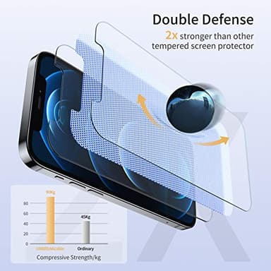 UNBREAKcable Shatterproof Tempered Glass Screen Protector for iPhone 12/12 Pro [2-Pack] [99.99% HD Clear] [Easy Installation Frame] [9H Hardness] [Full Coverage] [Bubble Free] for Apple 6.1'' - Image 4