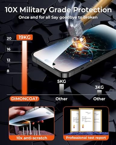 DIMONCOAT 4-PACK TOP 9H+ Glass for iPhone 14 Pro Privacy Screen Protector [Auto Alignment Kit] [10X Military Protection] UNBREAK Tempered Glass Film for iPhone 14 Pro 6.1 inch [Case Friendly] - Image 4