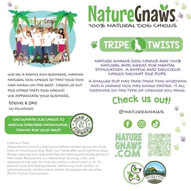 Nature Gnaws Tripe Twists for Dogs 4-5" (20 Count) - Crunchy Grain Free Reward Snack for Small, Medium & Large Breeds - Natural Beef Dog Chew Treats - Rawhide Free - Image 5