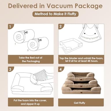 EHEYCIGA Orthopedic Dog Bed for Medium Dogs, Waterproof Memory Foam Medium Dog Beds with Sides, Non-Slip Bottom and Egg-Crate Foam Pet Couch Bed with Washable Removable Cover, Camel - Image 7