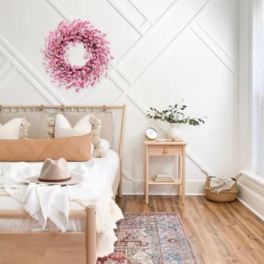 Bibelot Spring Blossom Wreath for Front Door, Artificial Forsythia Flower 18" Wall Decor - Image 6