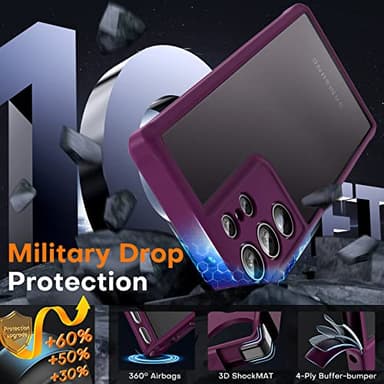 TOCOL for Samsung Galaxy S23 Ultra Case, [Upgraded Full Camera Cover] with 2 Pack Soft Screen Protector [Military Drop Protection] Shockproof Translucent Back S23 Ultra Case 6.8", Purple - Image 4