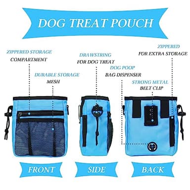 STMK Dog Treat Pouch Dog Clicker Training Kit, Dog Training Treat Pouch Dog Clicker for Training, 3 Ways to Wear Easily Carries Treat Pouches for Pet Training (Blue) - Image 3