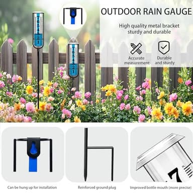 Rain Gauge Outdoor, Upgraded Accurate Rain Gauges Outdoors Best Rated, Freeze Proof Thickened Transparent Plastic Rain Measure Gauge for Yard, Adjustable Height Large Rain Measuring Tool for Garden - Image 7