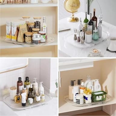 LAMU Lazy Susan Organizer 14.56''x11'' for Refrigerator Organizers and Storage Fridge Organization, Turntable Condiment Organizer for Kitchen, Table Top, Cabinet, Pantry, Countertop, 1 Pack - Image 5