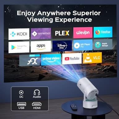 [Built-in Battery] Mini Projector with Wifi and Bluetooth, Rechargeable Portable Outdoor Smart Projector with Support 4K Decoding, Electric Focus Home Theater for Phone, White - Image 6