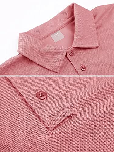 MAGCOMSEN Polo Shirts for Men T Shirts Golf Shirts Pique Short Sleeve Combat Shirt Tactical Shirt Grey Pink XXL - Image 2