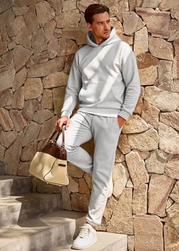 JMIERR 2 Piece Comfiest Airport Outfits Long Sleeve Essentials Hoodie Sweatshirt Joggers Baggy Sweatpants Track Suits Set Fall Casual Loungewear Tracksuit Sweatsuits Matching Sets, L, Light Grey - Image 8