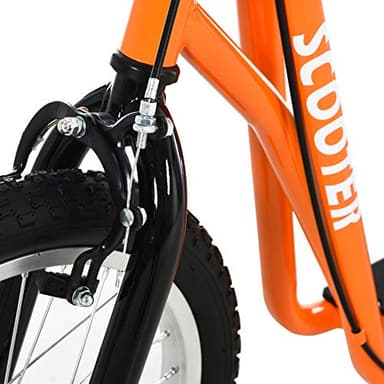 Aosom Youth Scooter Kick Scooter for Kids 5+ with Adjustable Handlebar 16" Front and 12" Rear Dual Brakes Inflatable Wheels, Orange - Image 8