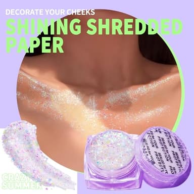 Teenitor Face Glitter Body Glitter, Clear White Body Glitter Gel, Hair Glitter Gel, 6 Shapes Rave Glitter, Mermaid Sequins Makeup Glitters Face Paint, Chunky Sparkling Glitter Gel for Women - Image 6
