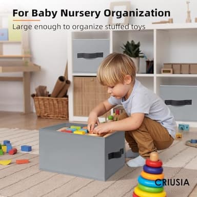 Criusia Large Storage Baskets for Organizing -8 Pack Fabric Storage Bins for Clothes, Home Closet Organizers and Storage Baskets for Shelves, 16x12 Foldable Storage Cubes for Blanket Toys Comforter - Image 5