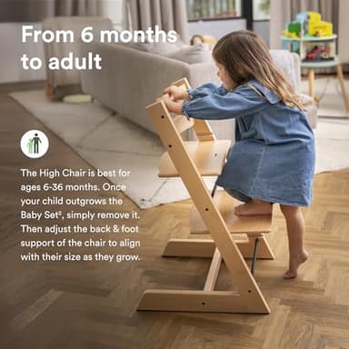 Stokke Tripp Trapp High Chair 2 (Natural), Cushion 2 (Nordic Grey) + Stokke Tray (White) - Includes Chair + Baby Set with Removable Harness for Children 6-36 Months - Image 8