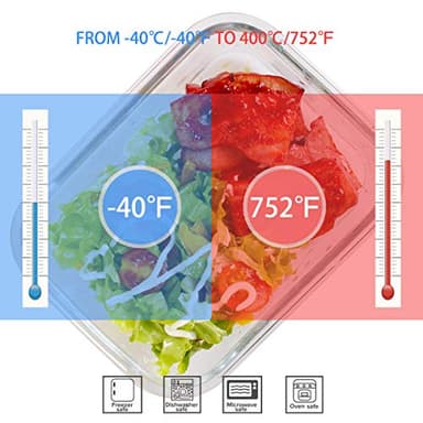 AILTEC Glass Food Storage Containers with Lids, [18 Piece] Glass Meal Prep Containers, Containers for Food Storage with Lids, BPA Free & Leak Proof (9 Lid & 9 Container) - Image 3