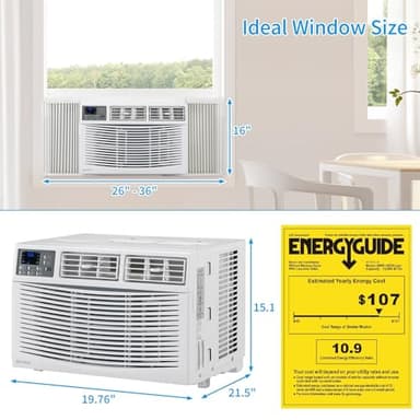 ROVSUN 12000 BTU Air Conditioner Window Unit, 3-in-1 Window AC Unit Cooler, Dehumidifier & Fan with Timer, Remote Control & Installation Kit, Cooling Rooms up to 550 Sq. Ft, 115V/60Hz - Image 6