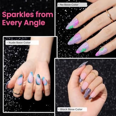 Beetles Glitter Gel Nail Polish 6 Colors Sparkle Pink Purple Blue Gel Polish Kit Chameleon Crushed Diamond Multifunction Soak off Uv Nail Gel DIY Manicure - Image 4