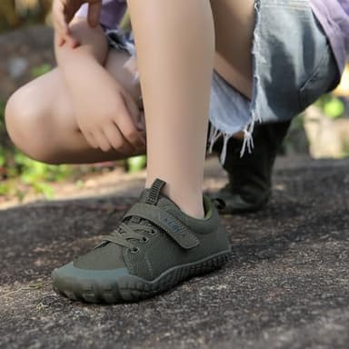 KUBUA Boys Girls Sneakers Kids Sports Barefoot Shoes for Indoor Outdoor Walking Running Athletic Gym Tennis B Green Size 4 Big Kid - Image 9