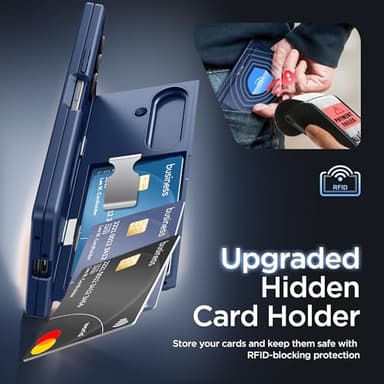 TONGATE Wallet for Z Fold 7 Case with Privacy Screen Protector, [4-Card Holder][Anti Spy] Built-in Large Stand & Slide Camera Cover Z7 Shockproof Phone Case for Samsung Galaxy Z Fold 7 2025 8", Blue - Image 4