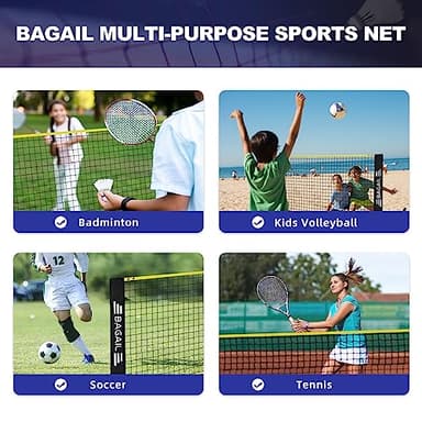 BAGAIL Badminton Net, Foldable Sports Net 10 FT/ 14 FT/ 17 FT Wide, Height Adjustable Net Set with Carry Bag for Tennis, Pickleball or Pool Volleyball - 10ft, Yellow - Image 8