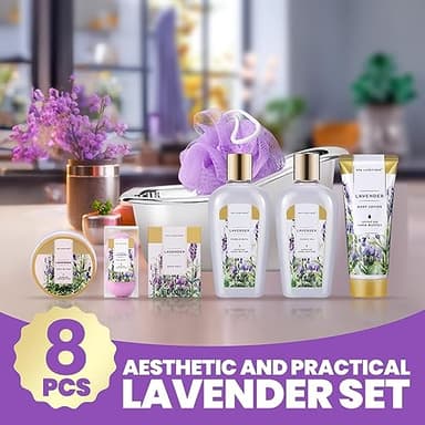 Spa Gifts for Women - Spa Luxetique Bath Baskets for Women, 8 Pcs Lavender Bath Sets with Bubble Bath, Lotion, Birthday Sets, Mothers Day Gifts for Mom - Image 2