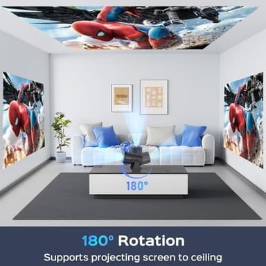 Mini Projector With WiFi and Bluetooth, 180 Rotatable Portable, 150" Smart With Android TV 11, 1080P Support Decoding Projectors 4K, 2.4G/5G WiFi6, Auto Keystone for Home Outdoor Proyector, Iron Grey - Image 6