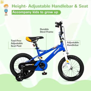 WEIZE Kids Bike, 14 Inch Children Bicycle for Boys Girls Ages 3-5 Years Old, Rider Height 35-42 Inch, Coaster Brake, Blue - Image 2