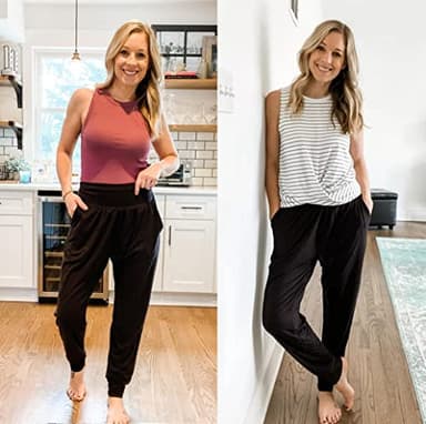 UEU Women's Plus Size High Waist Comfortable Yoga Sweat Joggers Pants Loose Fitting Workout Sweatpants Comfy Lounge Pants with Pockets(Black,XL) - Image 4