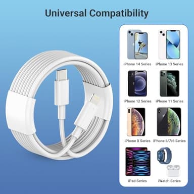 USB C Charger iPhone Charger Fast Charging 3Pack 20W PD+QC3.0 USB A Dual Port Wall Charger Block with 6FT USB C to Lightning Cable Compatible with iPhone 14 Pro Max/13Pro/12/11/XS/XR/X - Image 6